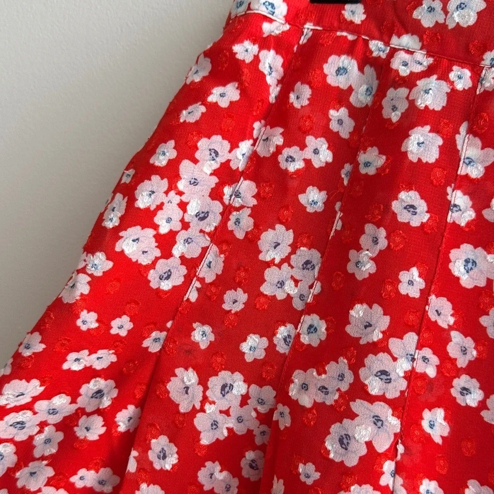 Banana Republic Floral Mini Skater Skirt, Red/White, Size 4, NWT